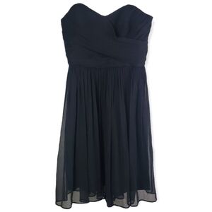 J. Crew, Elegant Strapless Silk Chiffon "Taryn" Little Black Dresss, siz…